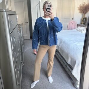 Chico's Indigo Frayed Denim Jacket Shirt Size 2